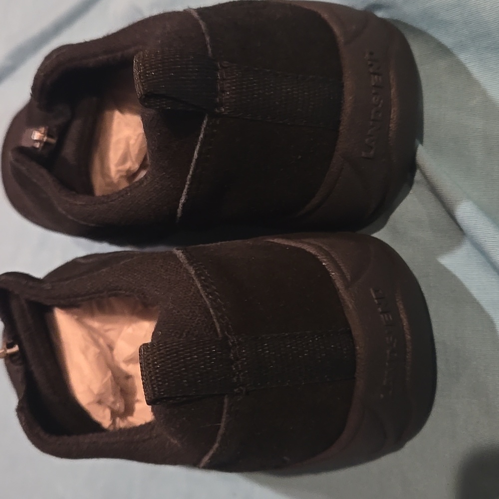 Lands' End Black Slip-On Sneakers with Zipper Closure - Picture 3 of 6